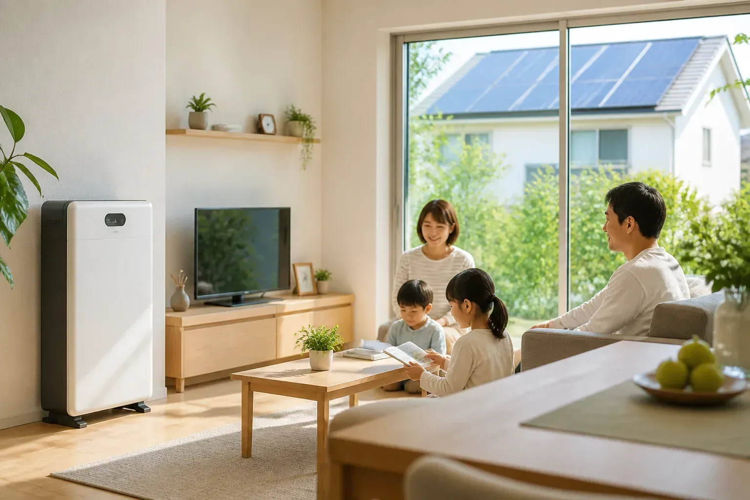 蓄電池のある暮らしの安心感を表すイメージ画像