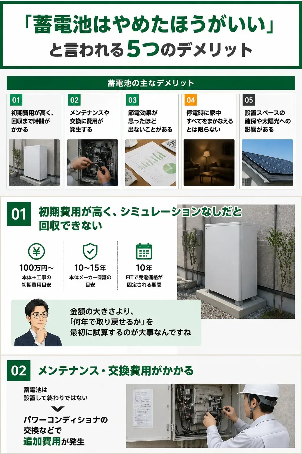 蓄電池の5つのデメリットを整理した図解