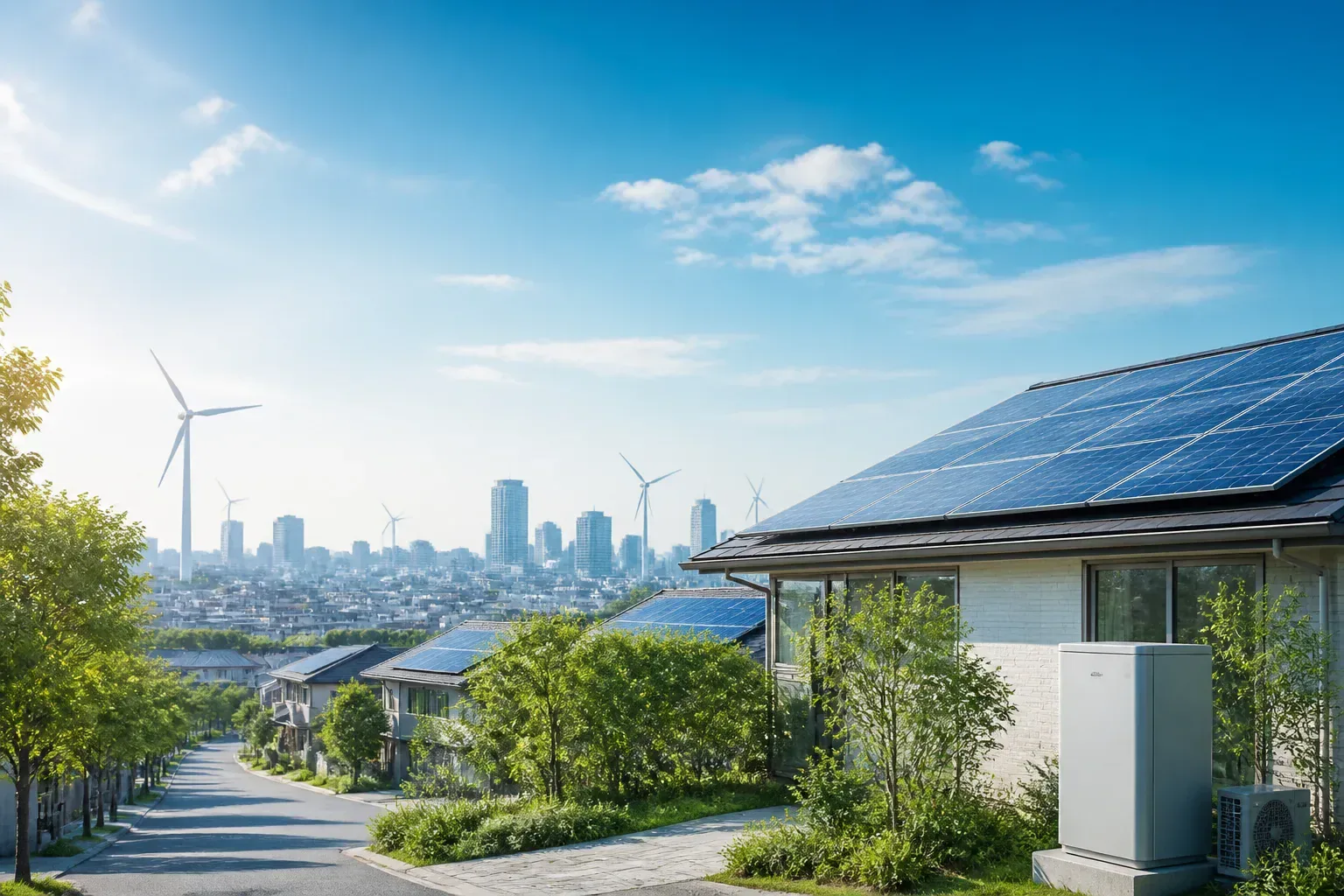 太陽光と蓄電池のある住宅のイメージ