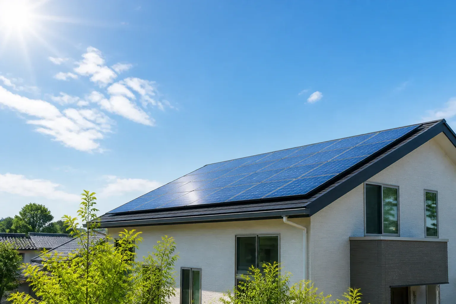 太陽光パネルを設置した戸建て住宅のイメージ