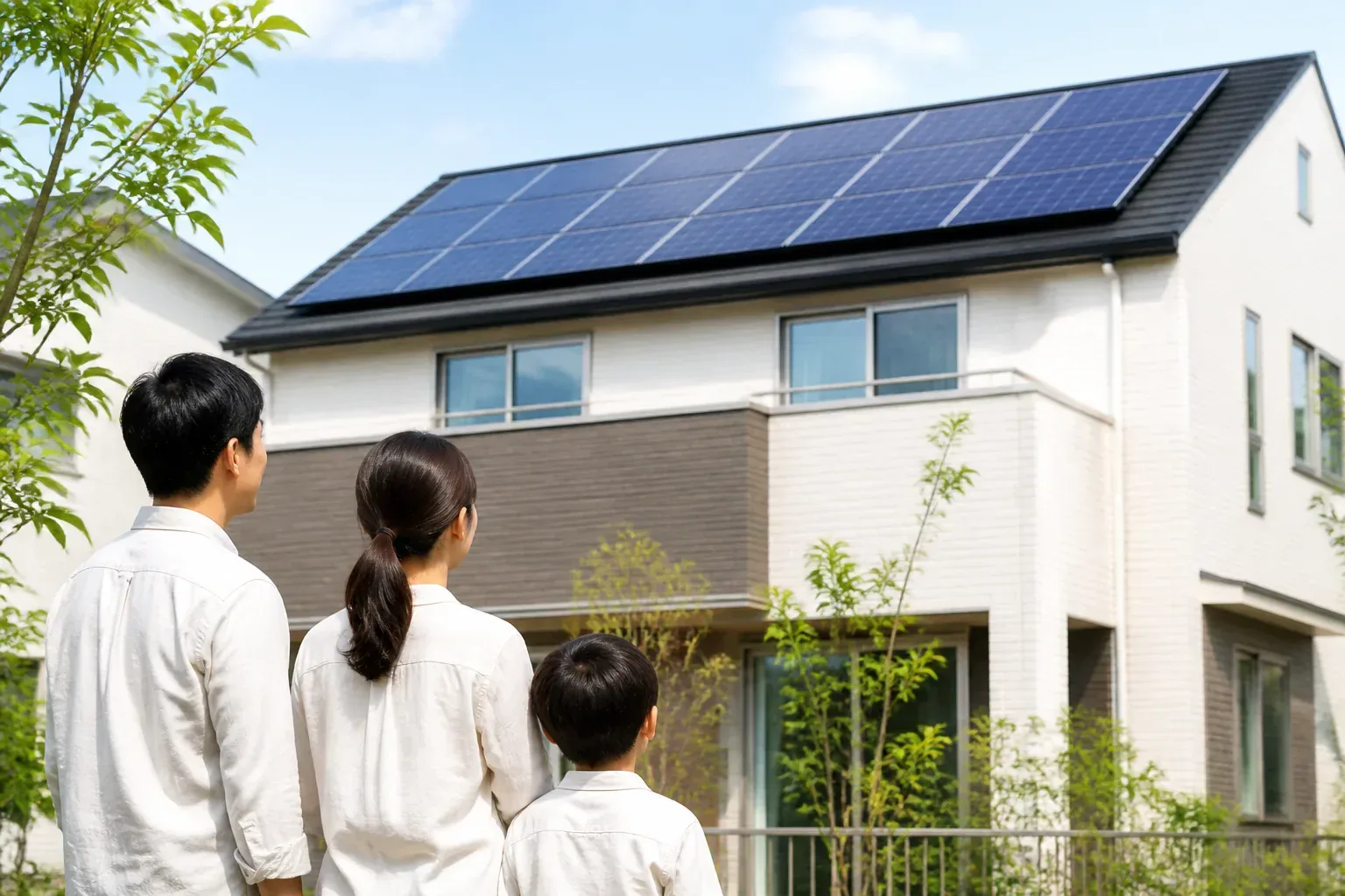 住宅の屋根に設置された太陽光パネルのイメージ