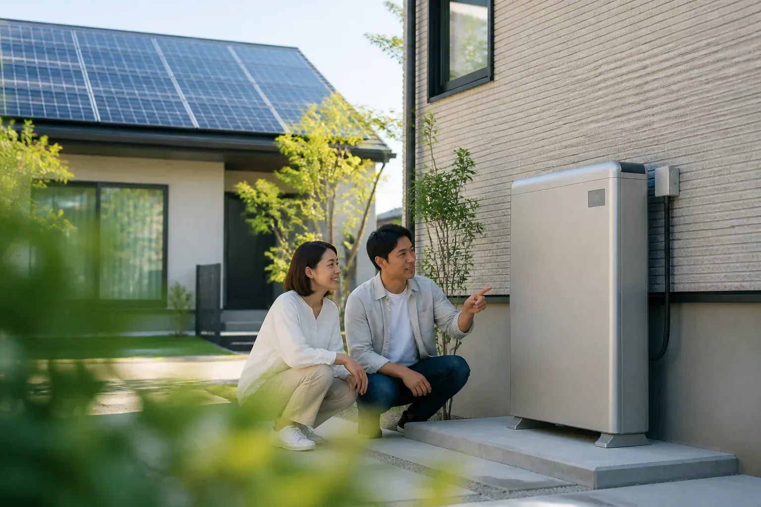 蓄電池の見積もりを自宅で比較検討する家族のイメージ