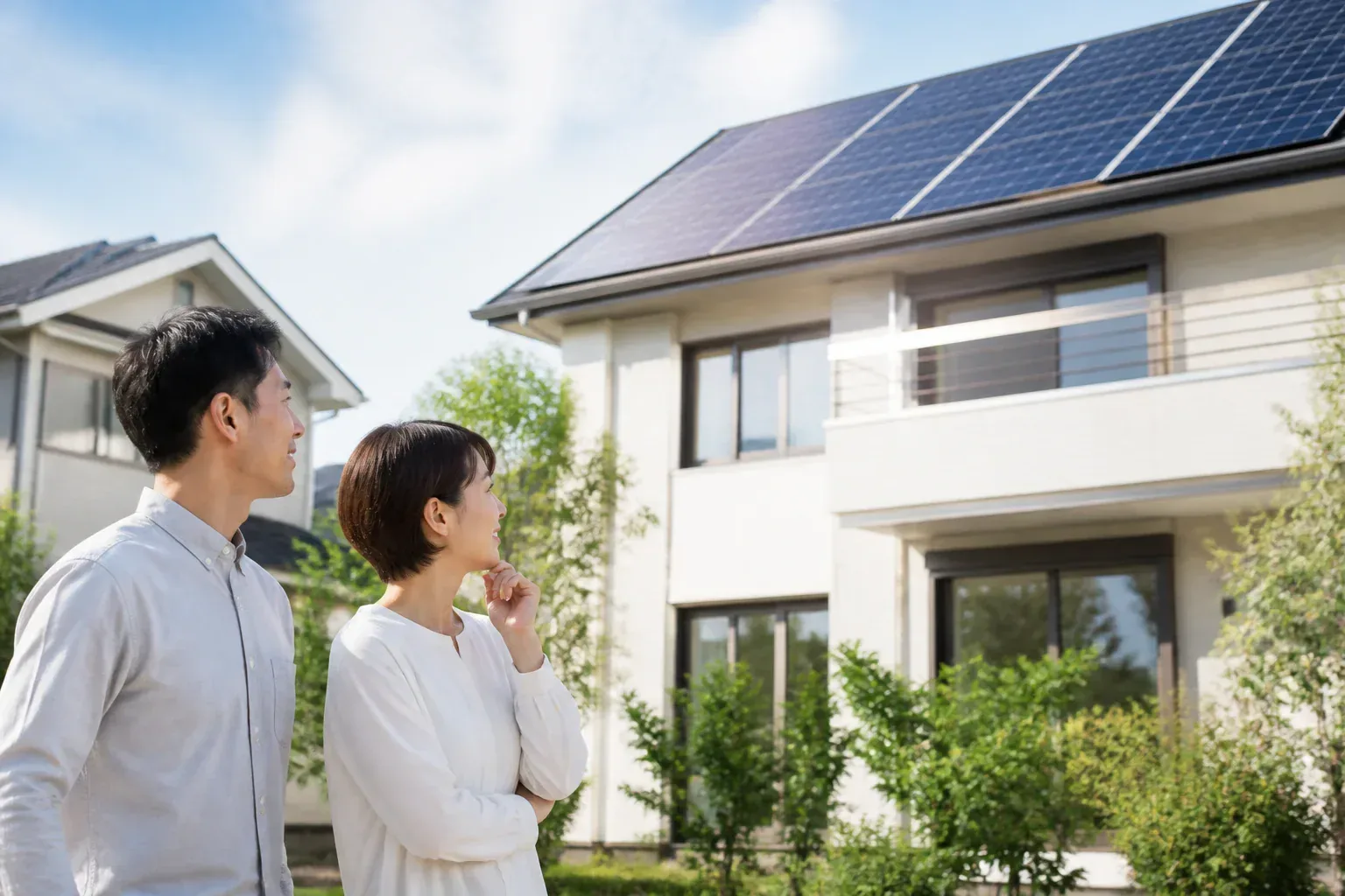 住宅の屋根に設置された太陽光パネルのイメージ