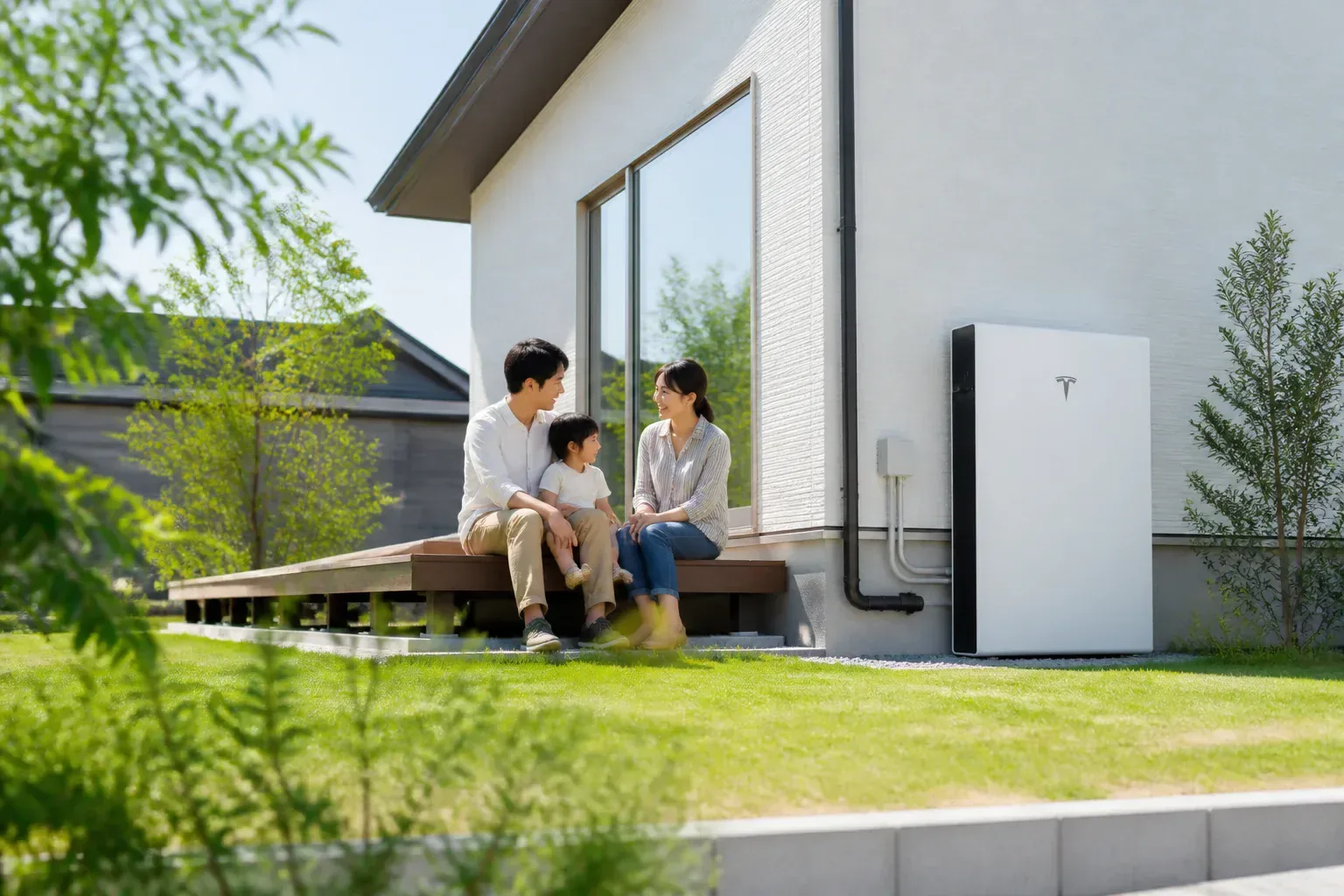 太陽光と蓄電池のある住宅の穏やかなイメージ