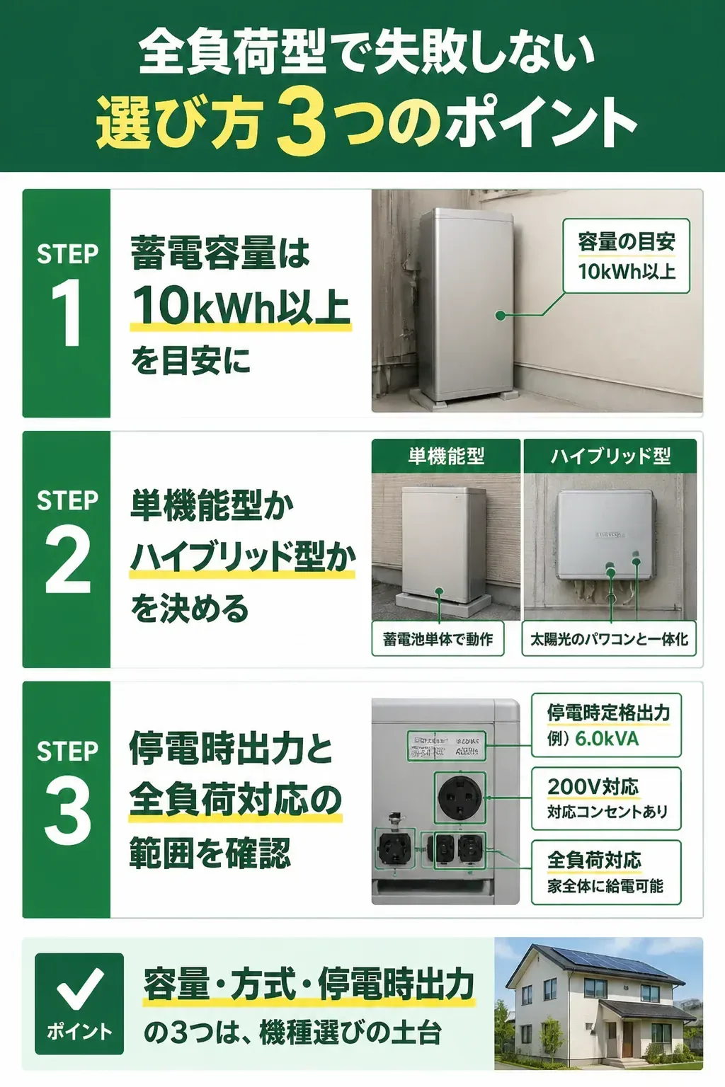 全負荷型で失敗しない選び方3つのポイントの図解