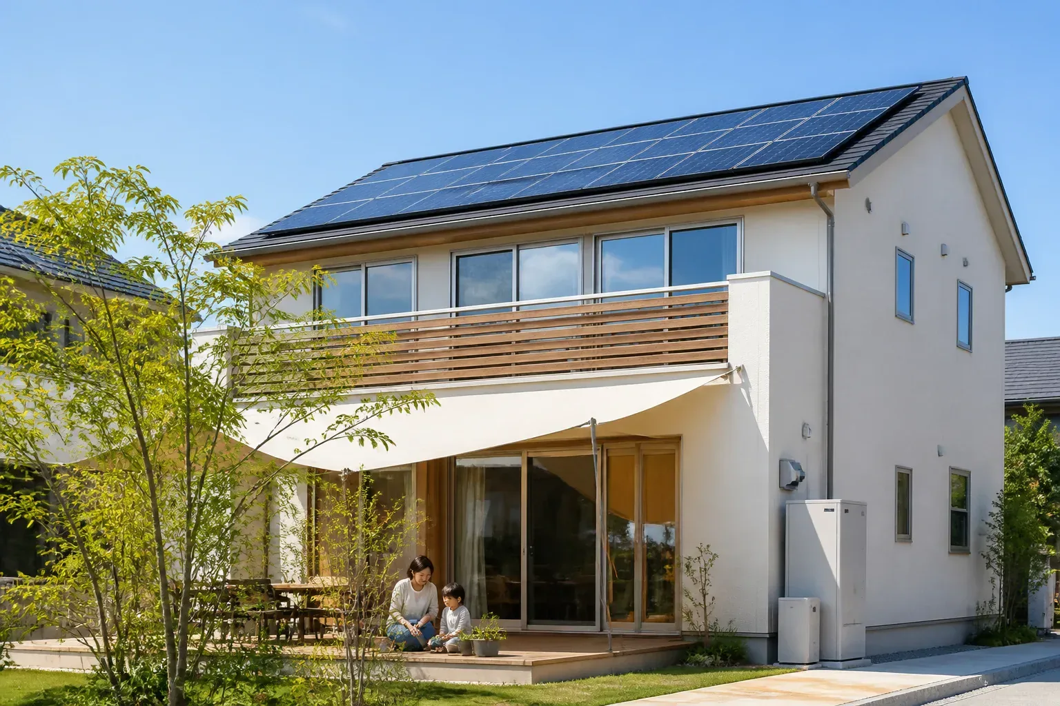蓄電池と太陽光を導入した住宅のイメージ