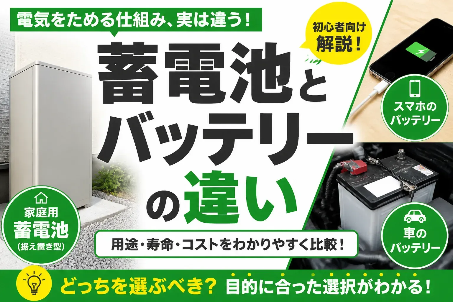 蓄電池とバッテリーの違いとは？種類・仕組み・選び方までやさしく解説