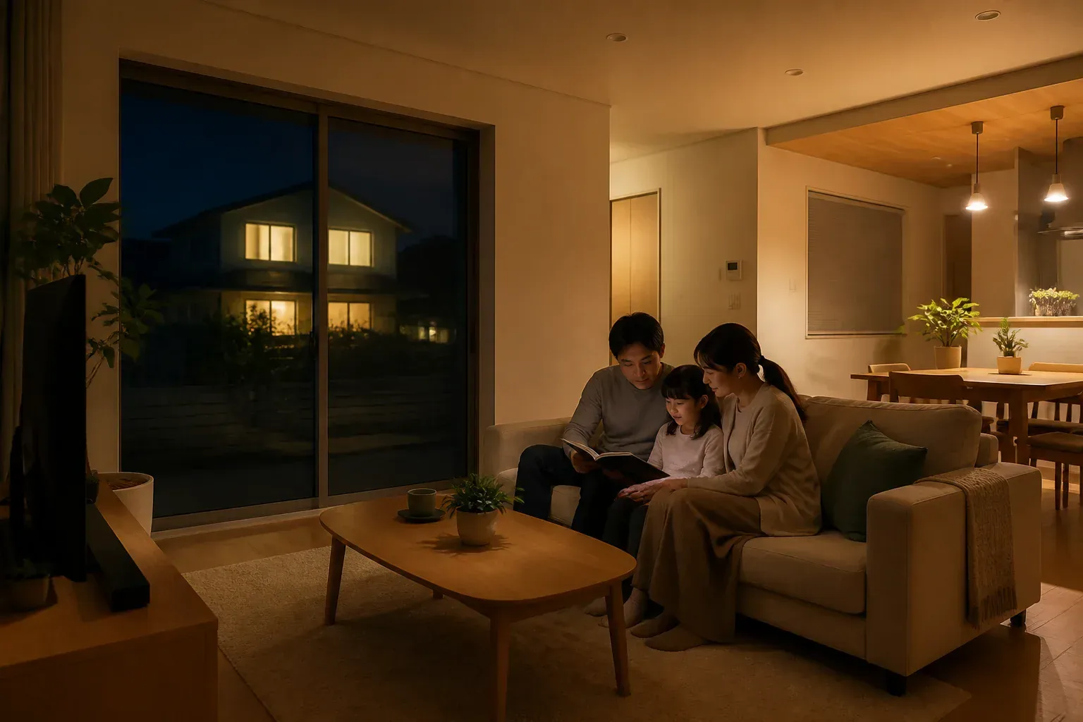 停電時に自宅の照明が使えているイメージ