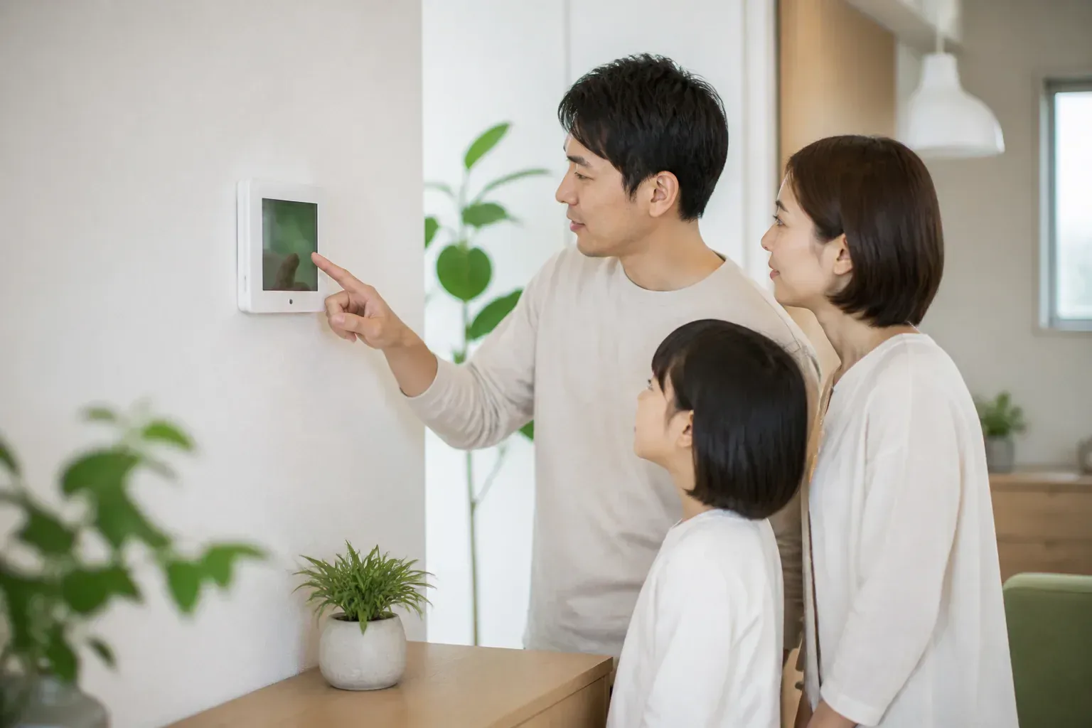 モニターで蓄電池の設定を確認する様子のイメージ