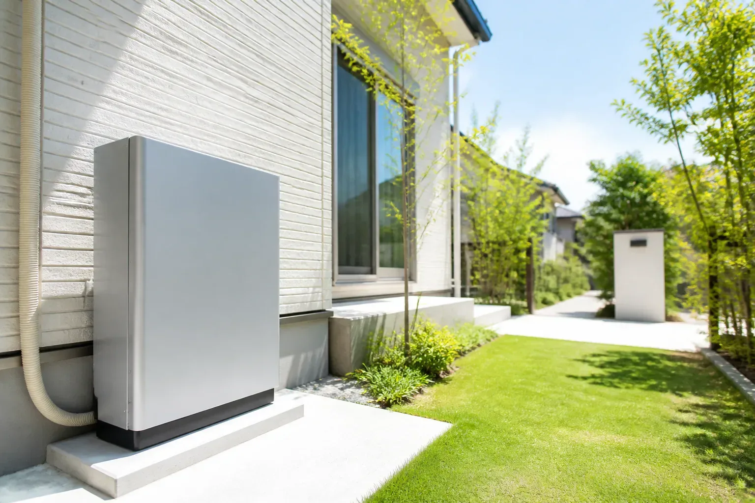 住宅の屋外に設置された蓄電池のイメージ