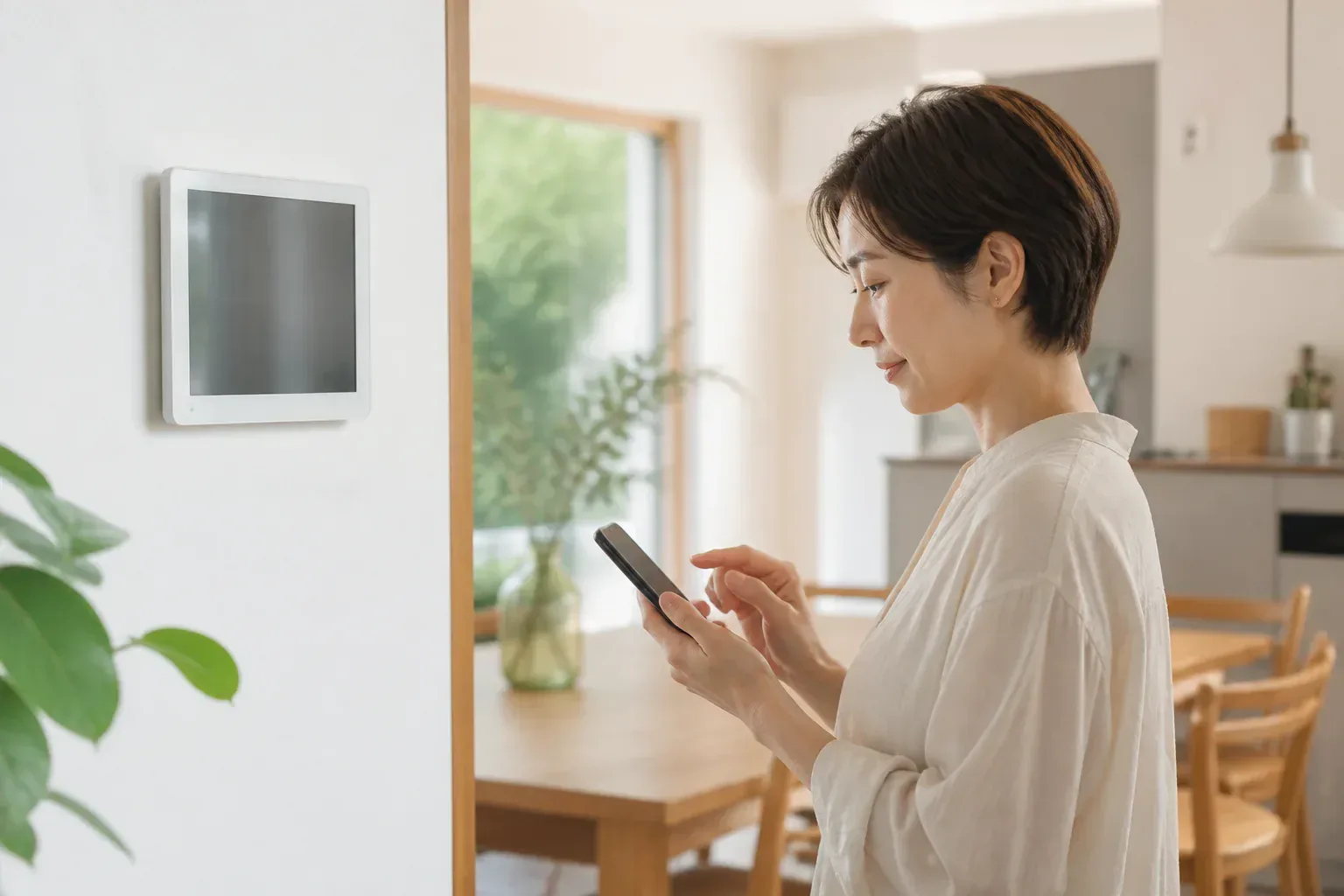 蓄電池のモニター画面を確認するイメージ