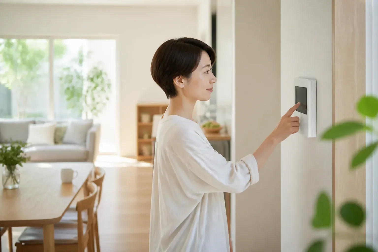 蓄電池のリモコンを操作する手元のイメージ