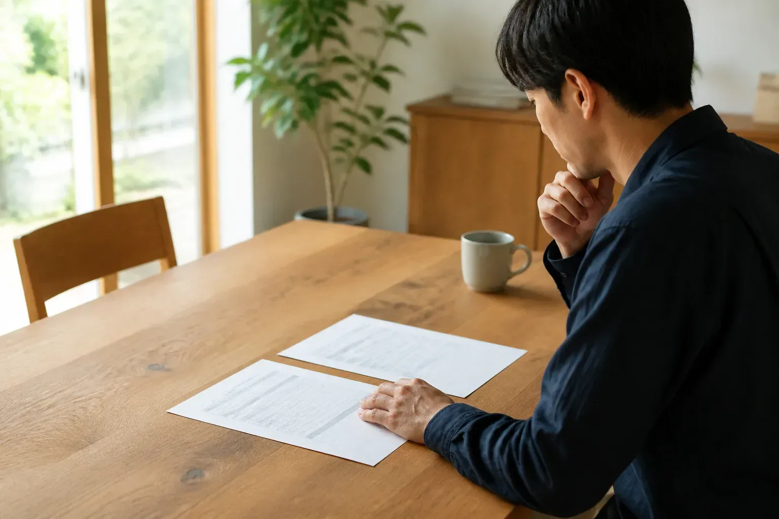見積書を2枚並べて比べている手元のイメージ
