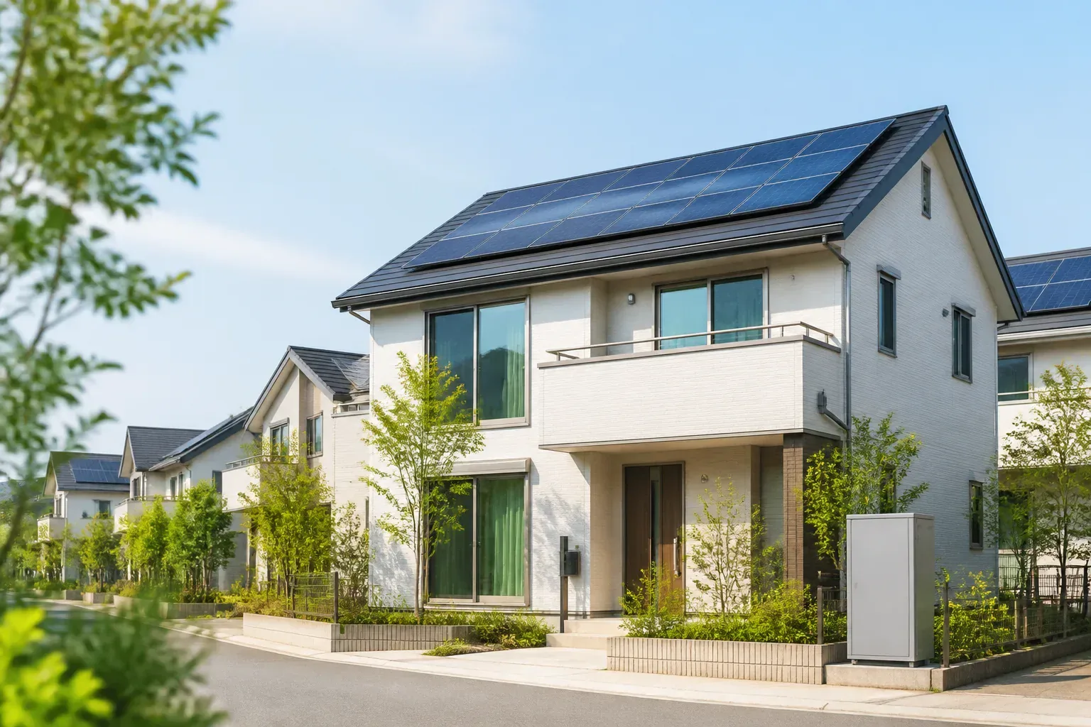 太陽光発電と蓄電池を導入した住宅のイメージ