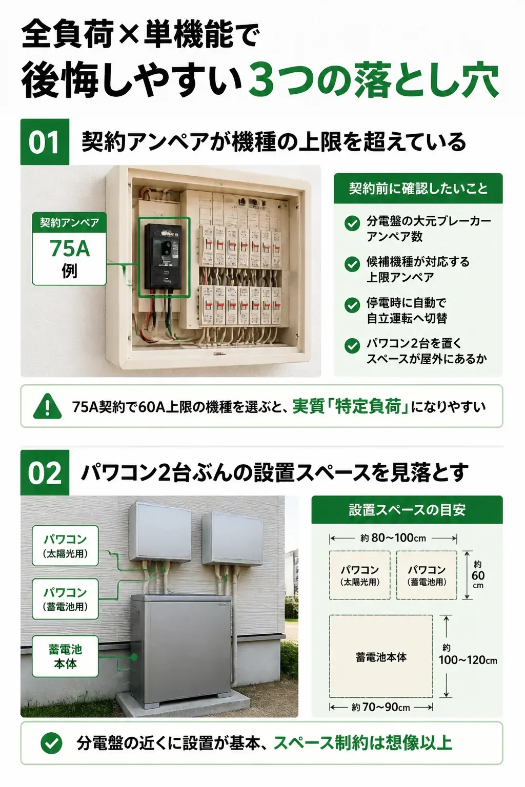 全負荷×単機能で後悔しやすい3つの落とし穴を示した図解