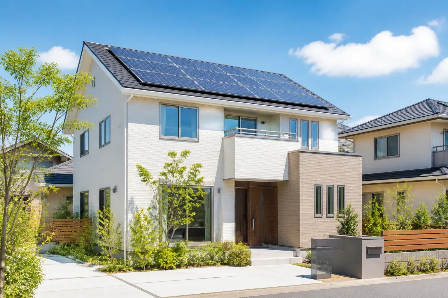太陽光パネルを載せた新築ZEH住宅のイメージ